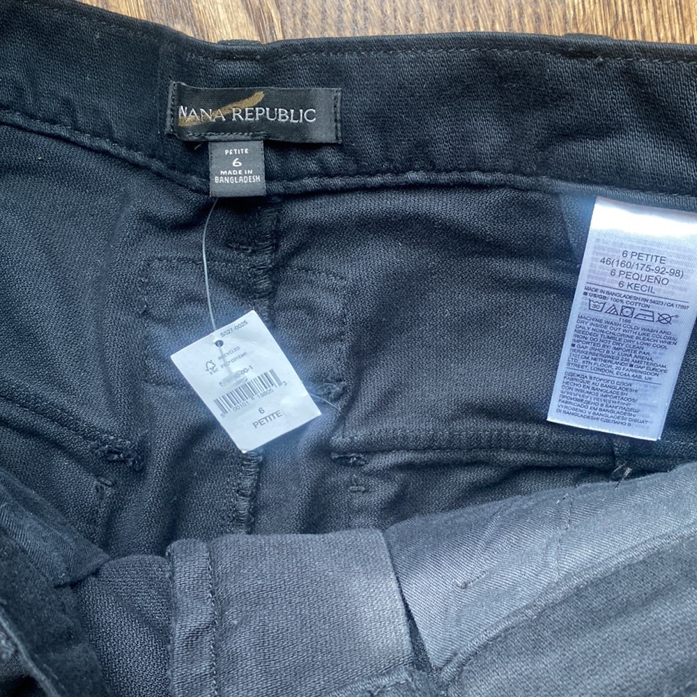 Banana Republic Aviator Pant in black Utilitarian 6 Petite 6P Zip Side NWT #5797 - Picture 7 of 10